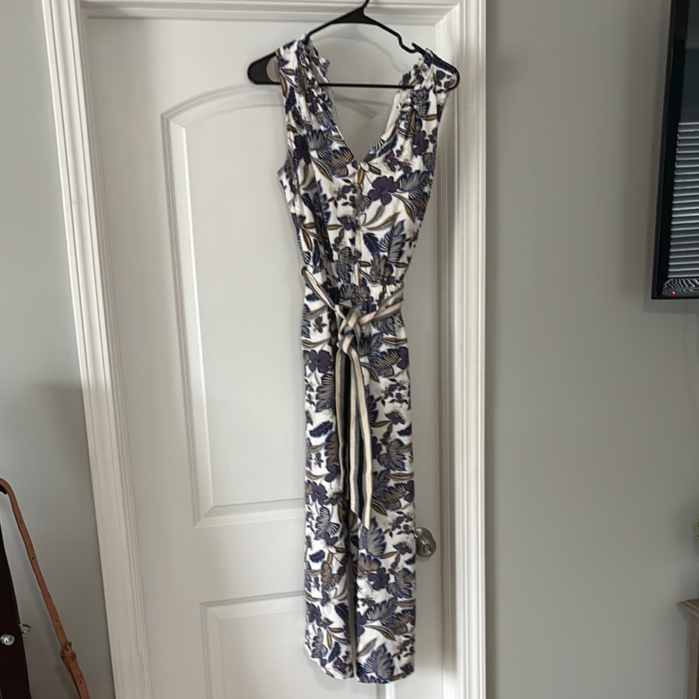 Floral Sleeveless jumpsuit- purple and White